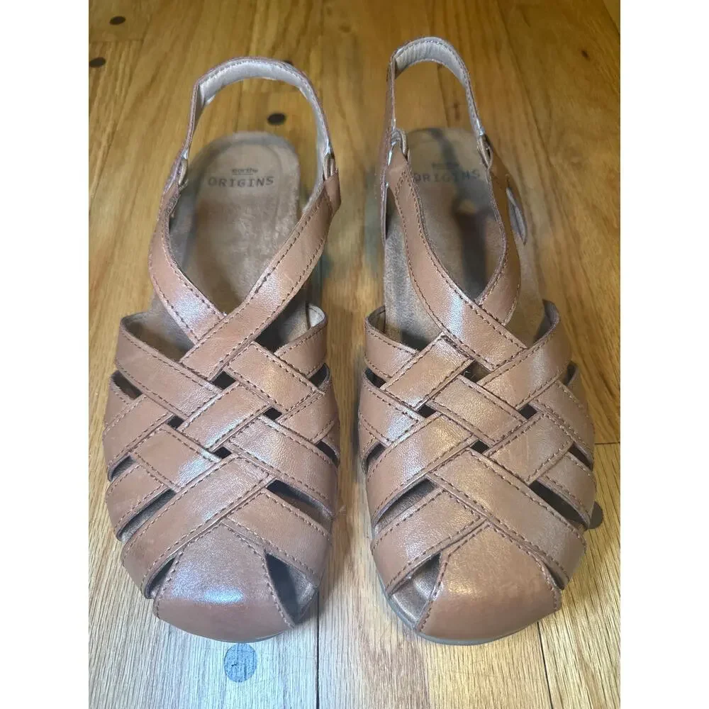 NEW Earth Origins Berri Sandal Women’s Size 8 N Narrow Brown Leather Fisherman